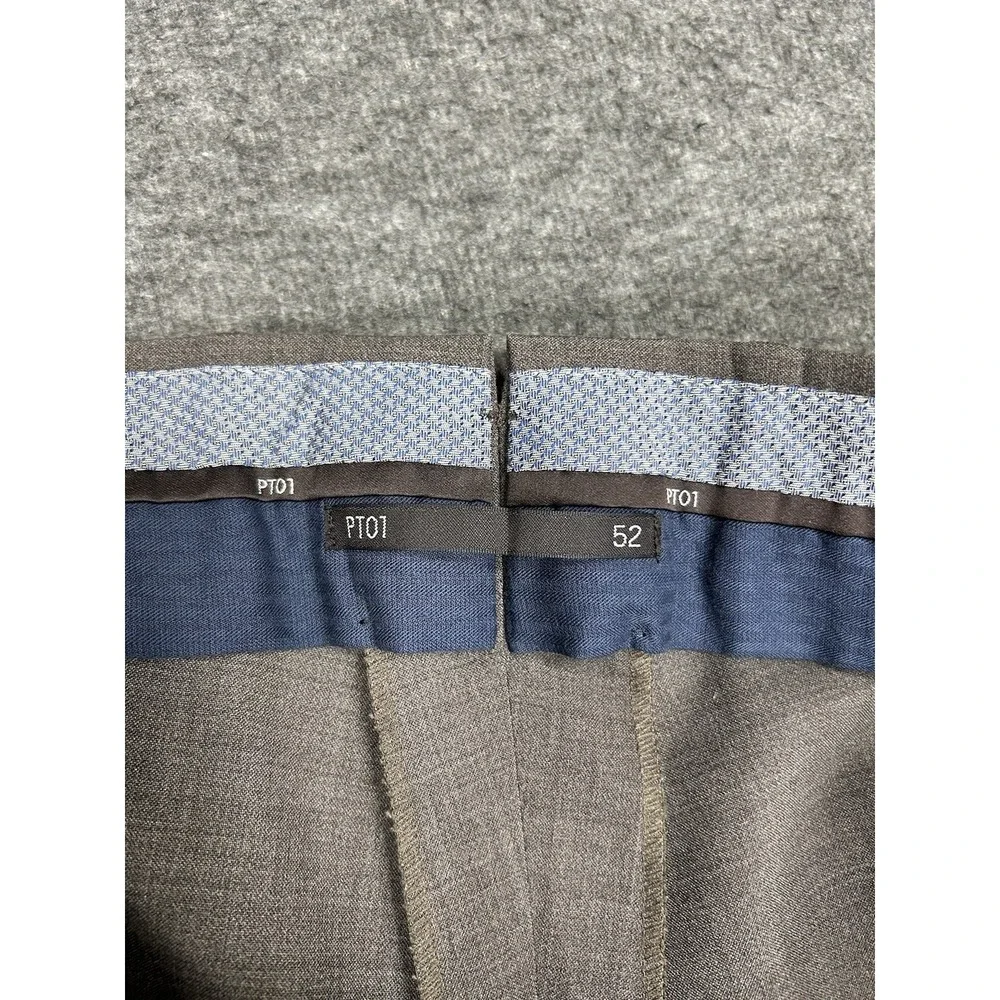 PT01 Dress Pants‎ Trousers Mens (52) 35x32 Gray Brown Strech Easy fit Wool Blend
